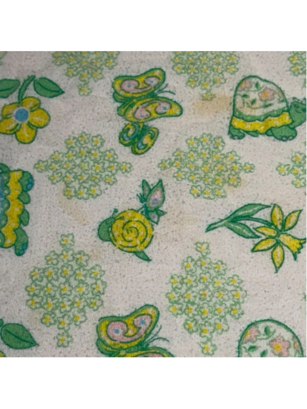 VTG Riegel Baby Security Blanket 23x27‎ Cotton Turtle Butterfly Floral USA READ
